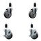 Service Caster 4'' Thermoplastic Rubber Wheel Swivel 1-3/8'' Expanding Stem Caster Set 2 Brakes, 4PK SCC-EX20S414-TPRB-2-TLB-2-138 - alternate 1